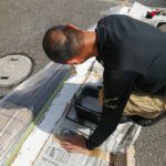 空き時間に駐車場のライン引きを家族総出でしてみました